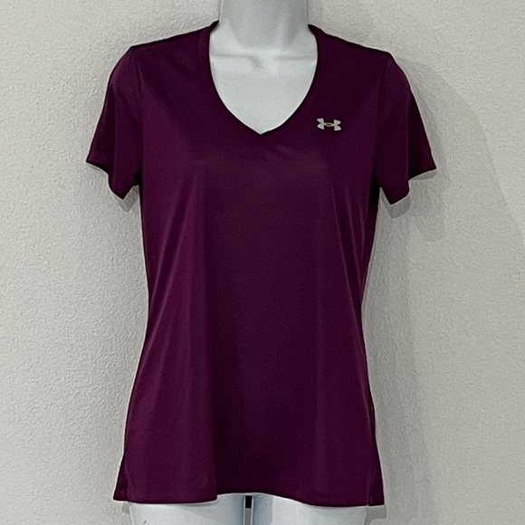 Under Armour Loose Fit V-Neck Tee - Deep Purple Size S - Picture 1 of 4